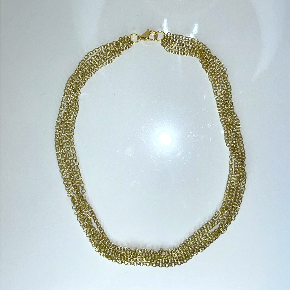 Hand Crafted 5 Strand Gold Over Stainless Steel Necklace Versatile Boho